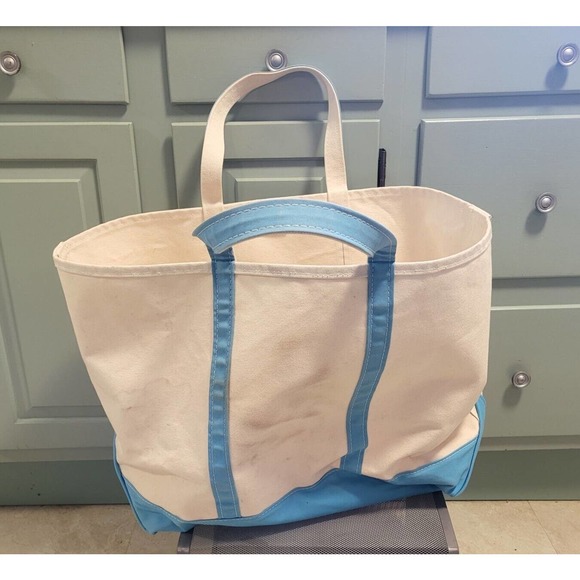 L.L. Bean Handbags - VTG LL Bean Boat And Tote & Sky Baby Light Blue XL Canvas Bag USA RARE